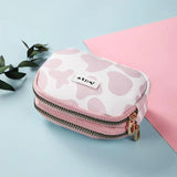 Cow Pattern Coin Purse Women Card Wallet Double Pocket Zipper Key Bag Portable