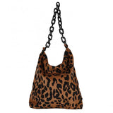 Leopard Corduroy Shoulder Bag Large Capacity Handbag