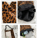 Leopard Corduroy Shoulder Bag Large Capacity Handbag