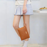 Women PU Leather Long Zipper Wrist Phone Wallet Messenger Bag