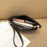 Women PU Leather Long Zipper Wrist Phone Wallet Messenger Bag
