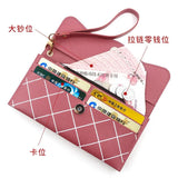 Gray Red Clutch Wallet Soft PU Leather Money Bag