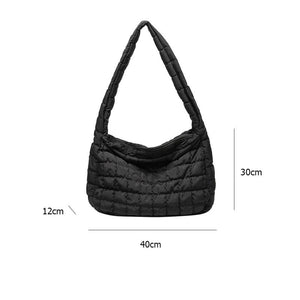 Lattice Pattern Eiderdown Shoulder Bag - Portable Travel Tote