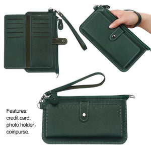 Women's Multifunctional Long Wallet Zipper Clutch PU Leather