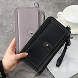 Women's Multifunctional Long Wallet Zipper Clutch PU Leather