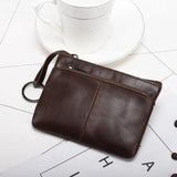 Vintage Leather Zipper Mini Purse Men Women Wallet Short Slim Lady Small