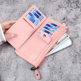 Women Long Wallet Multifunctional PU Leather Multi-card Clutch Zipper