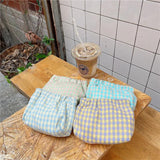Vintage Cotton Plaid Wallet Lipstick Bags Soft Cloth Storage Pouch