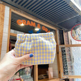 Vintage Cotton Plaid Wallet Lipstick Bags Soft Cloth Storage Pouch