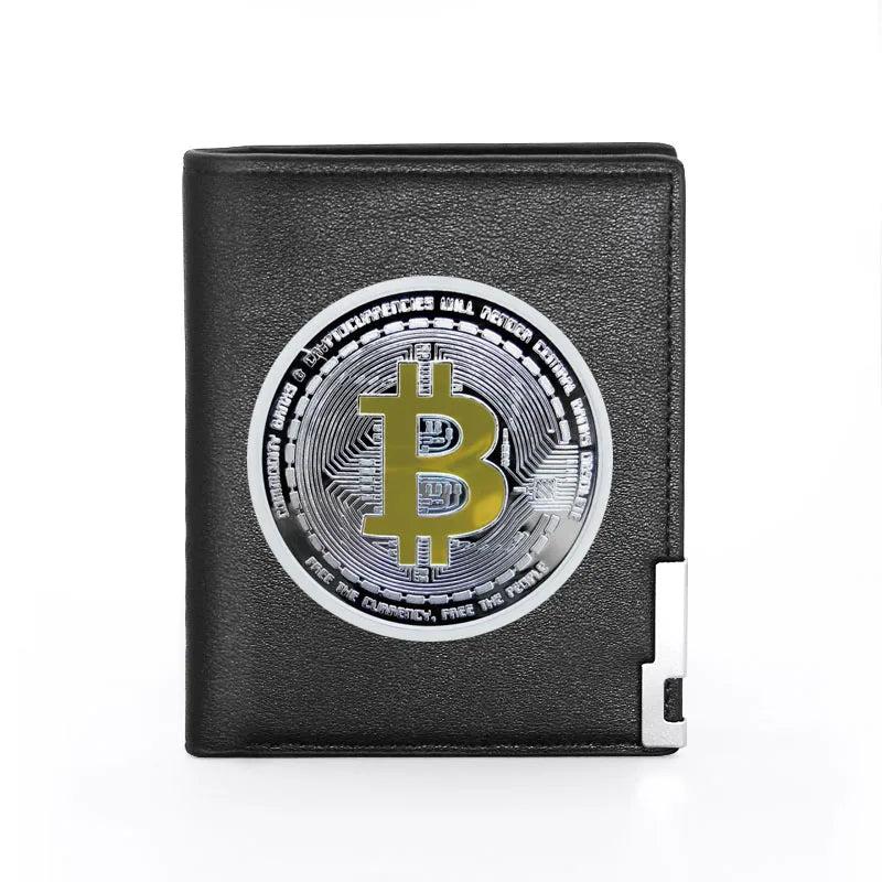 Bitcoin Printed Leather Men's Wallet Slim Credit Card Holder