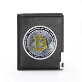 Bitcoin Printed Leather Men's Wallet Slim Credit Card Holder