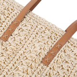 Women's Large Capacity Straw Shoulder Bag Beige/Brown