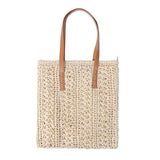Women's Large Capacity Straw Shoulder Bag Beige/Brown