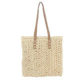 Women's Large Capacity Straw Shoulder Bag Beige/Brown
