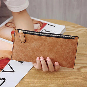 Casual Women's Wallet Long Money Bags Leather Thin Wallet Female Cardholder