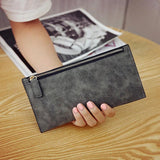 Casual Women's Wallet Long Money Bags Leather Thin Wallet Female Cardholder