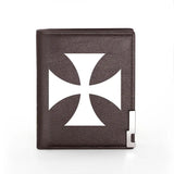 Men Wallet Leather Knight Cross Printing Billfold Slim Credit Card/ID Holders