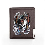 Skull Dragon Leather Wallet Slim Credit Card Holder