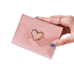 Metal Heart-shaped Short Wallet Retro Small Fresh Ladies Student Wallet