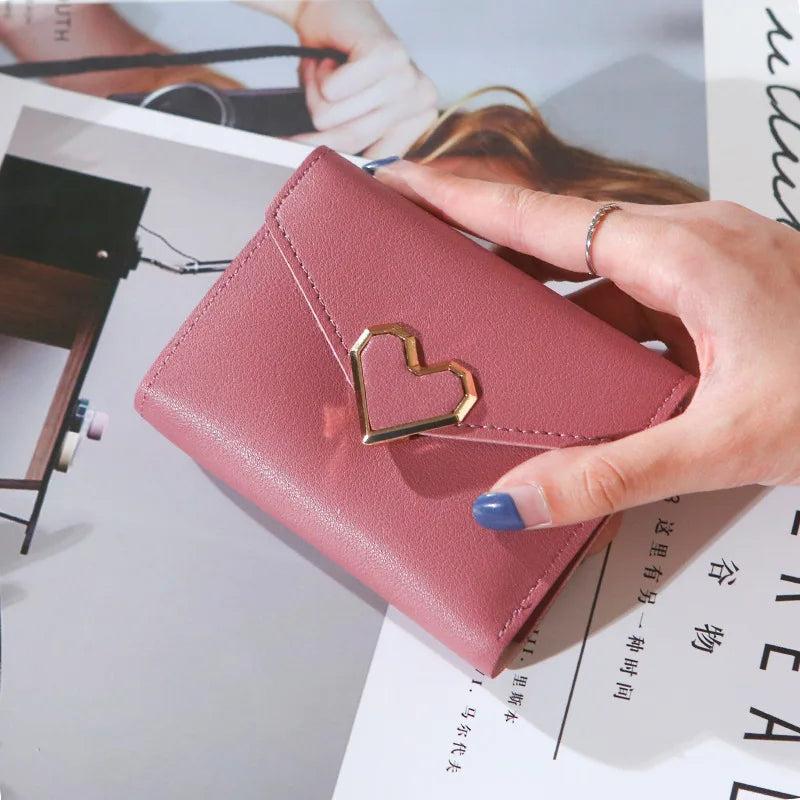 Metal Heart-shaped Short Wallet Retro Small Fresh Ladies Student Wallet