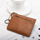Mini Leather Zipper Wallet Slim Female Men's Purse