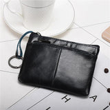 Mini Leather Zipper Wallet Slim Female Men's Purse