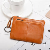 Mini Leather Zipper Wallet Slim Female Men's Purse