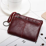 Mini Leather Zipper Wallet Slim Female Men's Purse