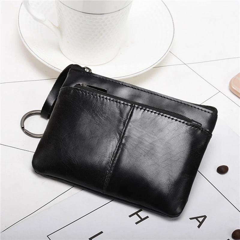 Mini Leather Zipper Wallet Slim Female Men's Purse