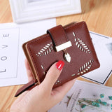 Women's Zipper Wallet With Leaves Design Leather Clutch Bag