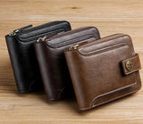 Vintage Men's Short Wallet Zipper Clutch