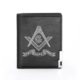 Freemason Print Men's Leather Wallet Billfold Slim Credit Card Holder