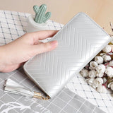 Solid Leather Wallet with Tassel, Long Single Pull Clutch Bag