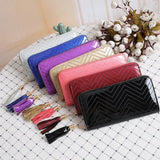 Solid Leather Wallet with Tassel, Long Single Pull Clutch Bag