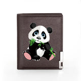 Chinese Giant Panda Leather Wallet Slim Credit Card/ID Holders Short Purses