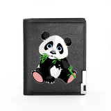 Chinese Giant Panda Leather Wallet Slim Credit Card/ID Holders Short Purses