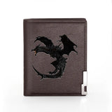 Demon Dragon Print Leather Wallet Men Women Short Purse