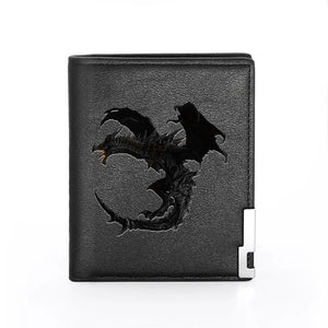 Demon Dragon Print Leather Wallet Men Women Short Purse