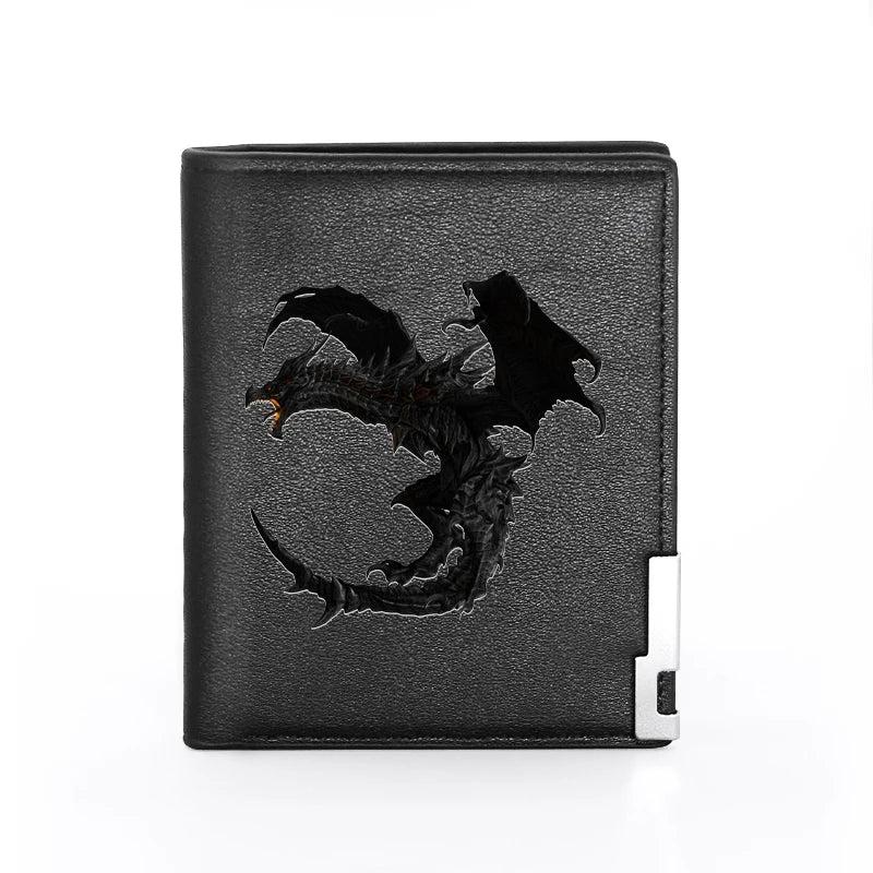 Demon Dragon Print Leather Wallet Men Women Short Purse