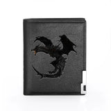Demon Dragon Print Leather Wallet Men Women Short Purse