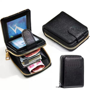 Women Leather Wallet Multi-Cards Holder Feather Pattern Short Money