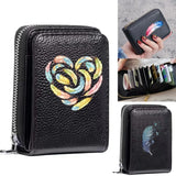 Women Leather Wallet Multi-Cards Holder Feather Pattern Short Money