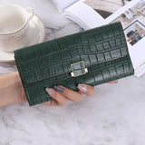 Women's Long Hand Purse Solid PU Large-capacity Wallet