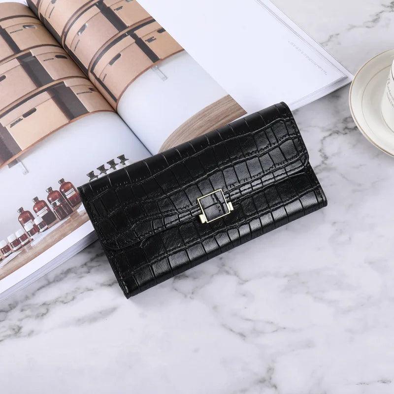 Women's Long Hand Purse Solid PU Large-capacity Wallet