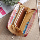 Summer Embroidered Ladies Hand Wallet Grid Multi-card Slot Zipper Puese