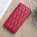 Summer Embroidered Ladies Hand Wallet Grid Multi-card Slot Zipper Puese