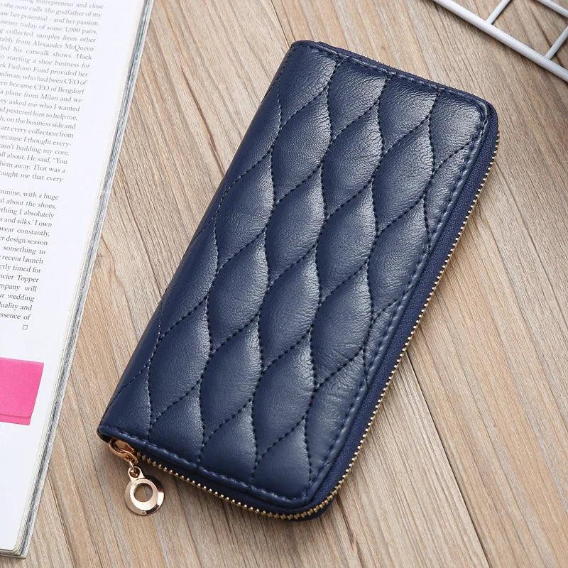 Summer Embroidered Ladies Hand Wallet Grid Multi-card Slot Zipper Puese
