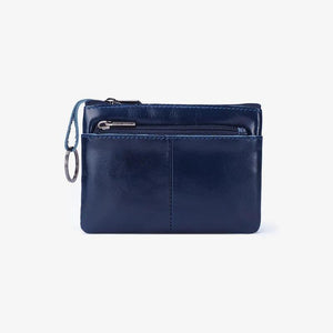 Leather Zipper Vintage Short Slim Mini Purse for Men Women