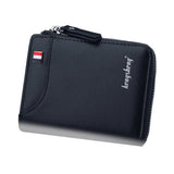 Men's Casual Short Wallet PU Leather Zip Coins Bag