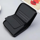 Men's Casual Short Wallet PU Leather Zip Coins Bag
